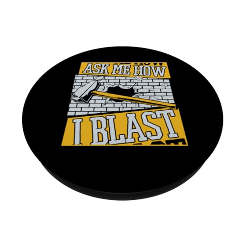 Ask Me How I Blast Home Improvement Experts House Demolition PopSockets Swappable PopGrip, Black - Image 2
