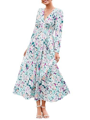 Image of Sissyaki Womens Long Sleeve Summer Maxi Dress 2026 Floral Dress Spring Wedding Guest Dress