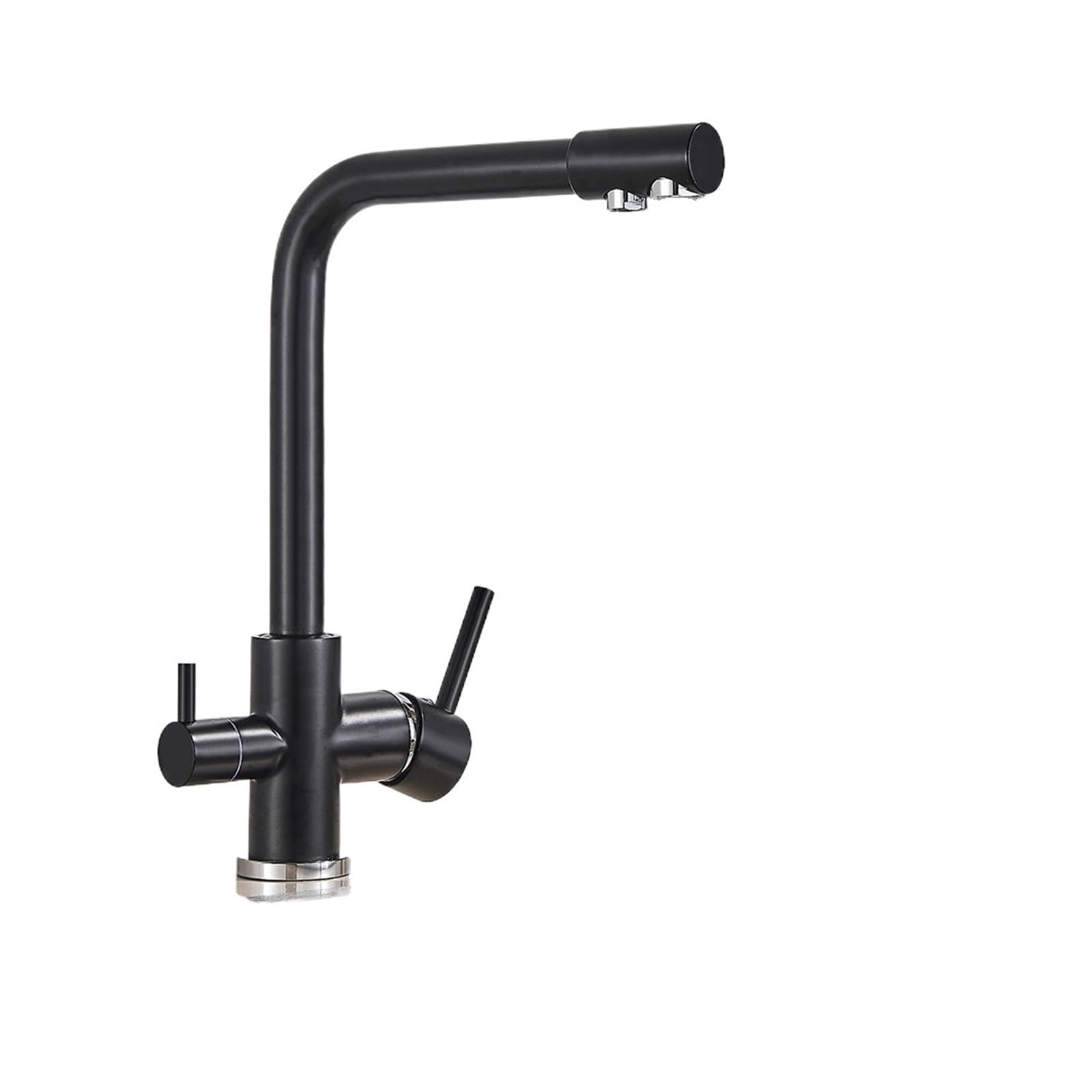 Mitigeur cuisine noir mat 3 voies laiton eau pure chaude froide
