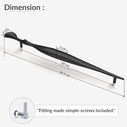 Image of Plantex Cabinet Handle /288mm Handle for Cabinet /Door Pull-Push Handle for Home /Office - Pack of 1 (Black)
