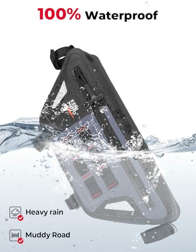 Image of KEMIMOTO Motorcycle Handlebar Bag, Bicycle Front Fork Tool Bag - Fully Waterproof Bag Compatible with Sur-Ron Light Bee X and S X160 X260 Talaria Sting Segway Electric Dirt Bike 2L