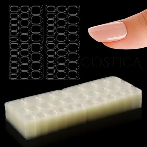 Image of COSTICA Nail Adhesive Tabs, Clear Ultra-Thin Double-Sided Press on Nail Stickers, 12 Sizes Waterproof, 20 Sheets with 3 Orange Sticks and Mini Filler (480 Pcs)