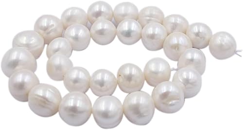 Natural 0.472-0.551 in Grande Casi Redondo Blanco Perla de Agua Dulce Fabricación de Joyas Artesanal Espaciador Cuentas Strand 14"