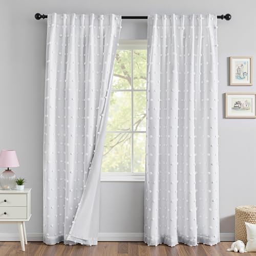 MYSKY HOME White Blackout Pom Pom