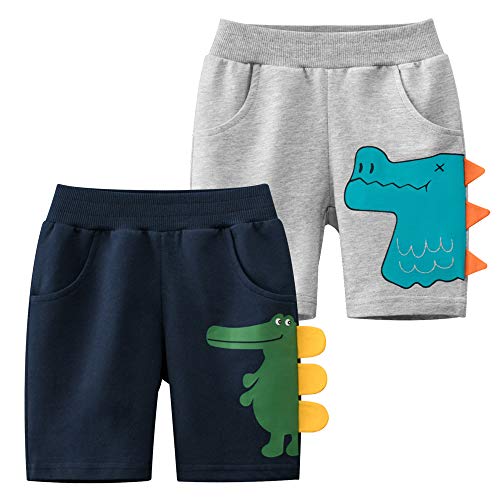 Toddler Boys Summer Knit Shorts with Pocket, 2/3/4 Pack Baby Pull-On Soft Active Shorts