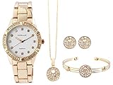 Schmuckset – Das Set besteht aus einer Armbanduhr, einer Halskette, Ohrsteckern und einem Armreif. Mit der schlichten Eleganz haben Sie die passenden Begleiter für den Alltag