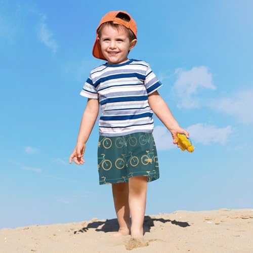 Maillot de bain garçon rétro vert sarcelle 4 ans avec doublure compression Yuiboo