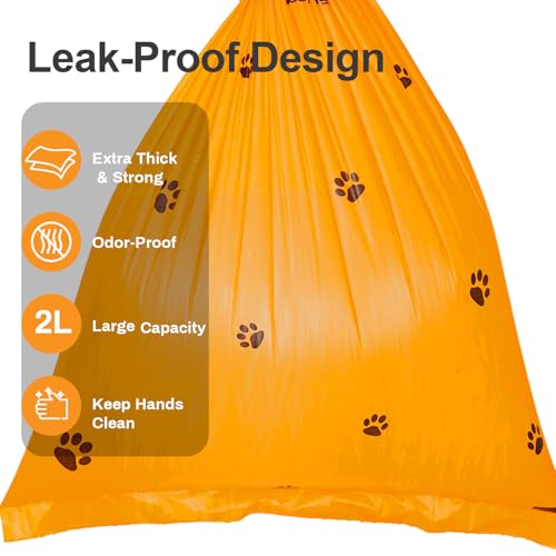 Image of Scented Dog Poop Bags With Dispenser, Strong and Leak-proof Waste Bags for Pets, 870 Count (58 Packs of 15), 13 Inch x 9 Inch (Orange)