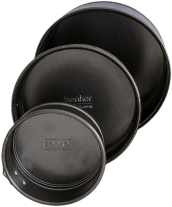 Zenker 9991950 Set of 3 Mini Mini Round Springform Cake Tin, Layer Cake Design, Stainless Steel, Black, 12 cm, 16 cm, 18 cm