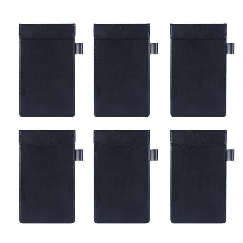 Paquete de 6 portapapeles de cuero para enfermeras, portapapeles negro a granel para aula, tableros de clip de escritura suaves con perfil magnético bajo para niños y mujeres, oficina, 25 cm x 15 cm