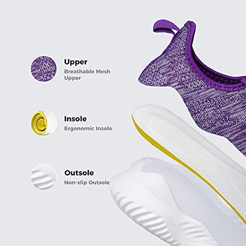 Image of Flysocks Slip On Sneakers for Women-Non Slip Gym Sports Shoes Lightweight Comfortable Walking Tennis Shoes, B- Purple Grey Mix, 8