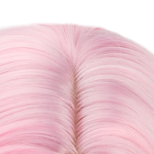 Image of PATTNIUM Girls Pink Ombre Yellow Short Curly Wavy Wigs Kids Side Part Shoulder Length Heat Resistant Synthetic Wig Halloween Cosplay Costume Party Wigs