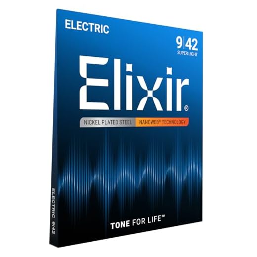 Elixir Cuerdas para guitarra eléctrica Strings con recubrimiento NANOWEB, calibre superligero (.009-.042)