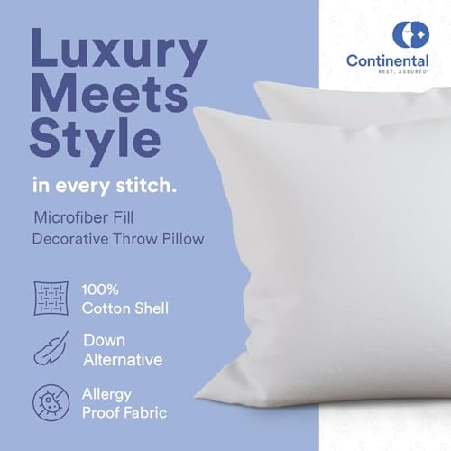 Continental-Bedding-Microfiber-Decorative-Throw-Pillow-Insert-18×18-White Continental Bedding Microfiber Decorative Throw Pillow Insert 18×18 White