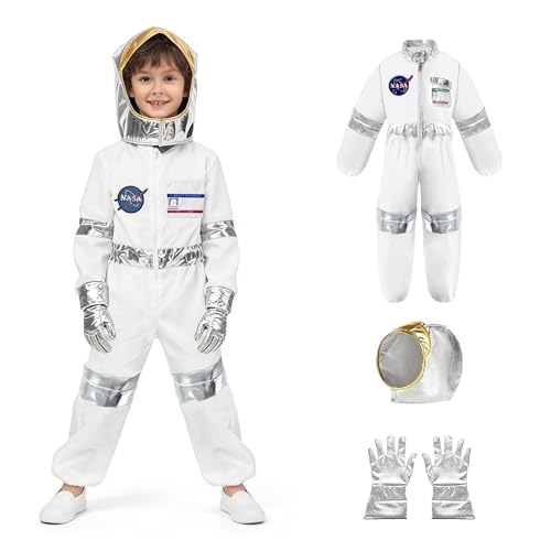 QJWBZ DéGuisement Astronaute Costume Pour Enfants Carnaval: Costume D'Astronaute Avec Casque Gants Et Accessoires Pour GarçOns Filles Halloween Cosplay Carnaval (110)