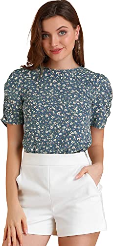 Image of TAGAS Women's Floral Puff Sleeves Western Top
