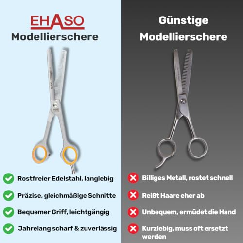 EHASO einseitige Modellierschere Rostfrei, 17cm mit 46er Zahnung