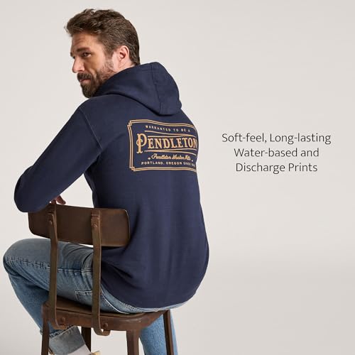 Pendleton Men’s Heritage Logo Hoodie in Cotton Polyester - Navy Blazer/Gold4
