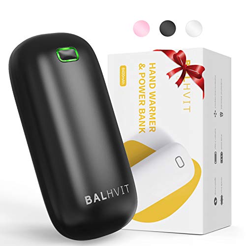 Balhvit 2s Instant Heating Rechargeable Hand Warmer, 6400mAh 5-10H Electric Hand Warmer Heater, Portable Pocket USB Battery Power Bank Reusable Hand Warmer for Outdoor Sports Warm Gifts for Women Men