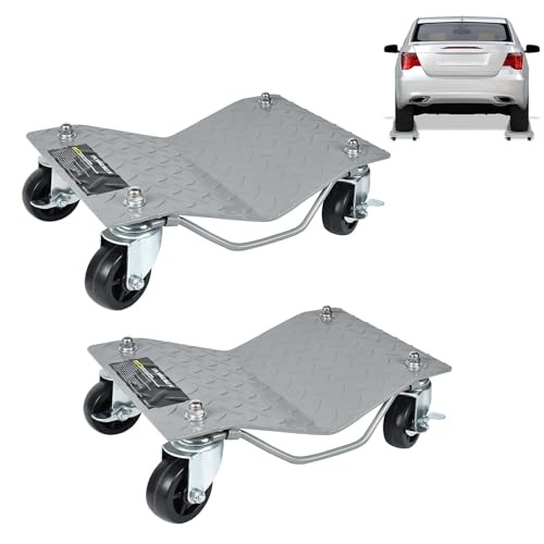 Aufun Ayuda de maniobra 2 piezas, gato de maniobra, gato con ruedas para maniobrar para coches, camiones, plataforma móvil para neumáticos, cada uno con una capacidad de carga de 500 kg, Sibler