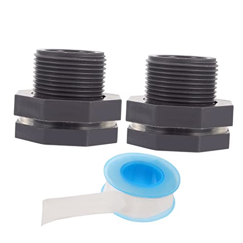 CIYODO Sturdy Bulkhead Fitting for Rain Barrels 2pcs 3/4 Inch PVC Fittings Thread