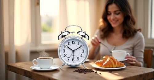 Image of JASIFS Retro Twin Bell Table Clock, Metal Frame Alarm Clock with Night Backlight, Silent Movement, High Volume Bedside Alarm for Bedroom, Office, Home Decor (Silver Clock)