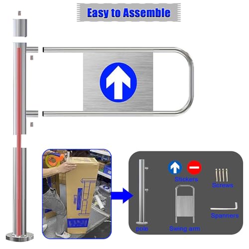 Générique Porte tournante en Acier Inoxydable - Portillon de sécurité unidirectionnel à Double Ressort, entrée/Sortie de supermarché, Demi-portillon pour Un accès sécurisé et contrôlé