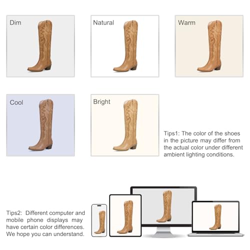 Image of wetkiss Cowboy Boots for Women Knee High, Low Heeled Stable and Comfortable | Knee High Cowgirl Boots,Western Boots with Embroidery,Pull On,Slip On,Non-slip Rubber Sole,Soft and Breathable PU Leather
