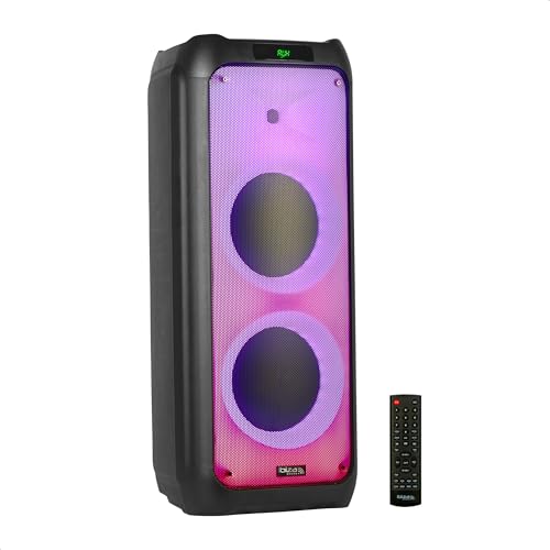 WAVE10 - Ibiza Sound - LAUTSPRECHER 2x10 '' / 800W mit USB/SD/FM/BLUETOOTH - FLAME Lichteffekten und TWS-Funkverbindung, 10-5540