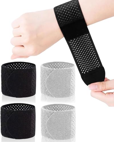 FUGLUS 4 PCS Fascia da Polso Traspirante,Supporto Polso Elasticità Regolabile,Tutore