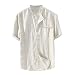 NOBRAND Chemise rétro à manches courtes pour homme avec col ethnique - Vert - 4XL