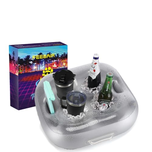 Opblaasbare bekerhouder – stabiele structuur voor zwembad, houder voor dranken, snacks en smartphone – gemaakt van hoogwaardig pvc met een dikte van 0,6 mm – ideaal voor de zomer en zwembadfeesten.