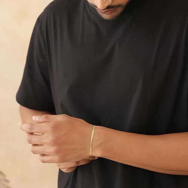Image of Elegant Snake Chain Bracelet for Men & Women | Premium Finish Flexible Chain Design | Fashion Accessory with Secure Lobster Clasp for Stylish Look