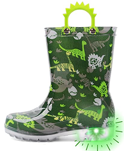 Image of Outee Toddler Kids Adorable Lightwight Waterproof Rain Boots Light Up by Steps