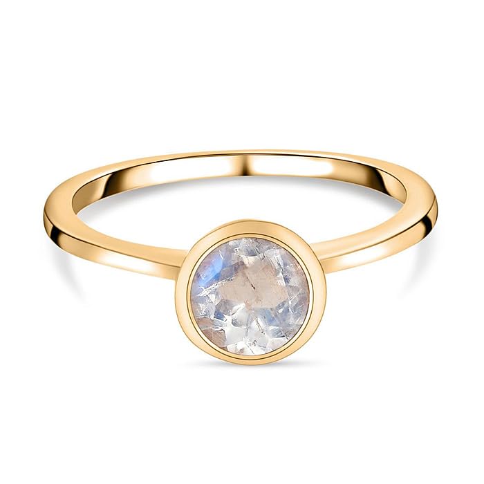 Image of 925 Sterling Silver 18K Gold Plated Birthstone 2 Ct Solitaire Natural Gemstone Ring for Women | Fine Jewelry Gift for Wife, Girlfriend, Sister, Birthday, Anniversary, Rakhi, Rakshabandhan, Valentine's