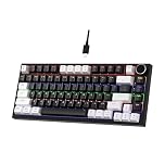 NEWMEN GM326 Mechanical Keyboard,Wired Gaming Keyboard,75 Percent TKL Hot Swappable Compact LED Backlit USB C Gaming Mechanical Keyboard with Knob for PC Win Mac,QWERTY Layout,White/Black,Red Switches