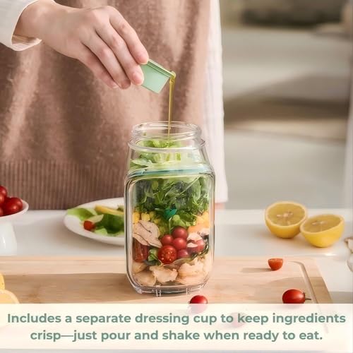 Lightyard Salad-Jars, Vertical Layering Vegetable Pod Built-In Bowl Design, Reusable Vegetable Fruit Container, Portable Containers for Lunch Bowl with Leak Proof Dressing Case (2PCS) - Cosy Home Interiors Lightyard Salad-Jars, Vertical Layering Vegetable Pod Built-In Bowl Design, Reusable Vegetable Fruit Container, Portable Containers for Lunch Bowl with Leak Proof Dressing Case (2PCS) - Image 4