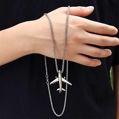 Ricjurzzty Airplane Pendant Necklace 3D Airplane Model for Men Women Personalized Pilot Aircraft Necklace Jewelry