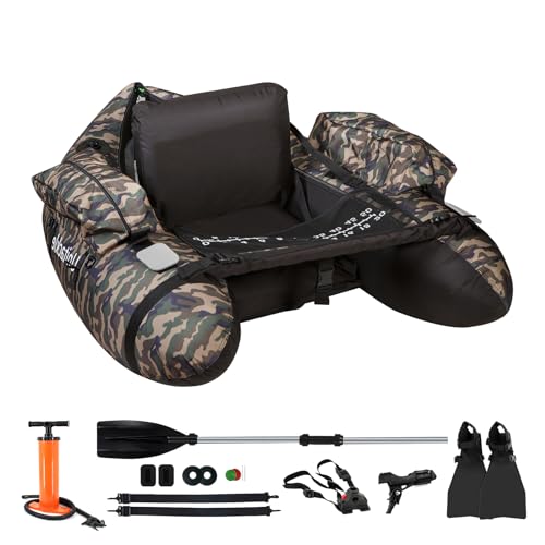 Flotteur gonflable de pêche de 130 kg avec pagaies et pompe pour lac