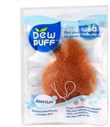 Dew Puff Asian Clay Konjac Sponge (Extra Absorptive) - 3 Pack