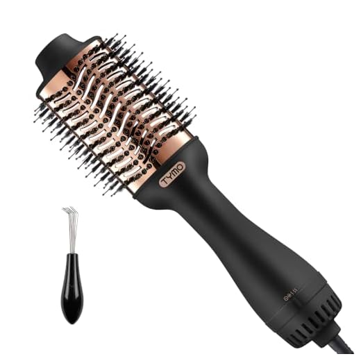 TYMO Hair Dryer Brush Blow Dryer Brush in One, 4 in 1 Ionic Hairdryer and Styler Volumizer with Oval Titanium Barrel, Hot Air Straightener for Smooth Frizz-Free Blowout, Gold, 2.85 Inch
