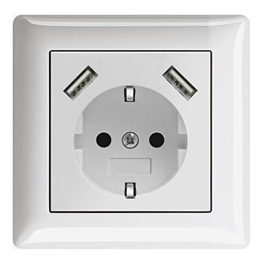 230 V Steckdose mit 2 x USB Ladegeräten, Schuko Wandsteckdose Unterputz, passend für Gira System 55, Jung AS 500, Reinweiß glänzend, Alpinweiß, Weiß, TÜV Rheinland zertifiziert (Einfachsteckdose)