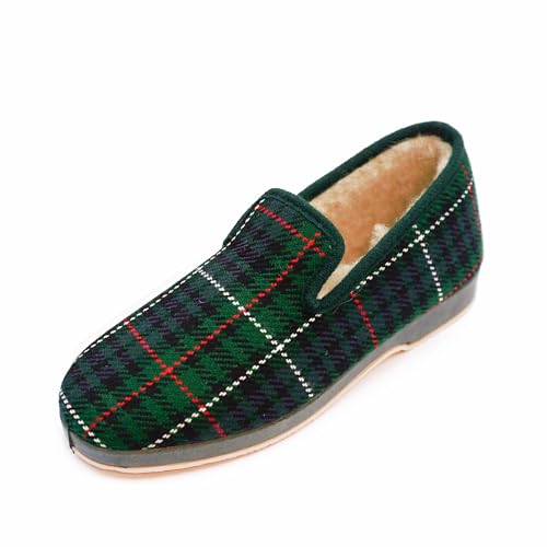 JEVA Charentaises pour homme - Écossais Prime (Vert, Système Taille Chaussures EU, Adulte, Homme, Numérique, Moyen, 43)