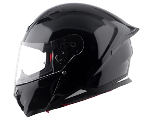 Axor Hunter ISI ECE and DOT Certified Gloss Finish Full Face Helmet for Men with Pinlock Fitted Clear Visor-Black-L