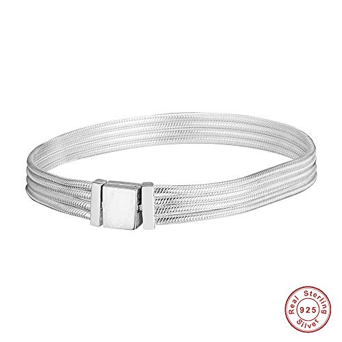 Preisvergleich Produktbild Chicbuy 2019 Feder-Reflexionen Multi Schlangenkette Armband 925 Silber DIY passend für Original Pandora Armbänder Charm-Anhänger Modeschmuck 19 cm