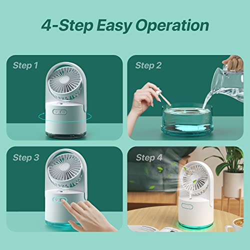 Table Misting Fan,Personal Cooling Mister Fan With 300Ml Water Tank Small Portable Handheld Fan 7 Color Nightlights,Rechargeable Desk Spray Mist Fan With 3 Speed Wind For Home Office Outdoors Camping #TOP4