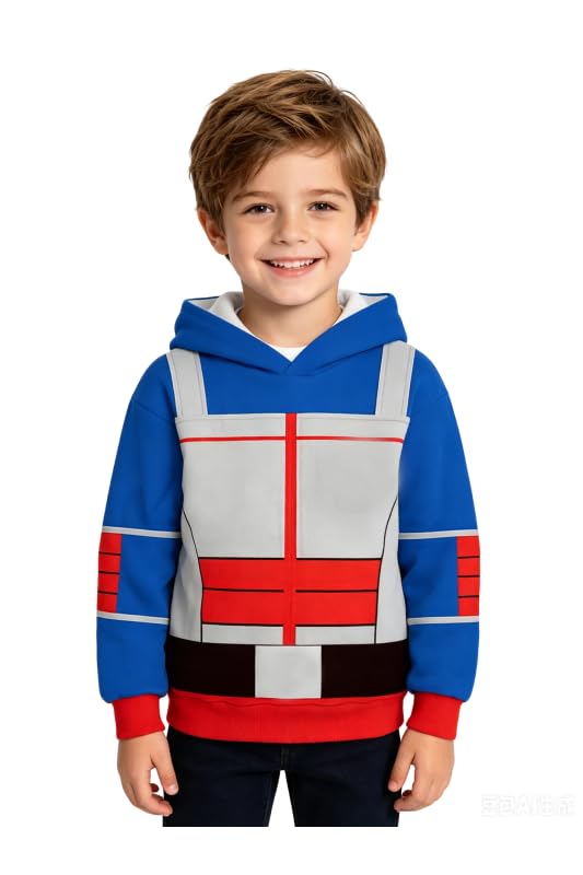 Lofeery Kids Danger Hoodie Costume Danger Cosplay Printed Pullover Sweatshirts Coat Halloween for Boys Girls Blue
