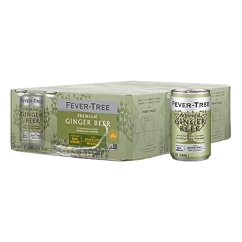 Fever Tree Ginger Beer - Premium Quality Mixer - Refreshing Beverage for Cocktails & Mocktails. Naturally Sourced Ingredients, No Artificial Sweeteners or Colors - 150 ML Cans - Pack of 24 Cover