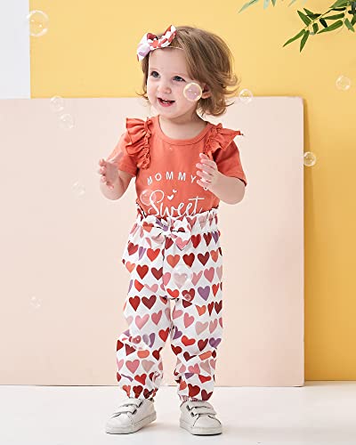 0-3 Months Baby Girl Clothes Infant Newborn Girl Outfits Ruffle Sleeve Top Heart Pant Set Baby Girl Summer Clothes 0 3 Months #TOP1