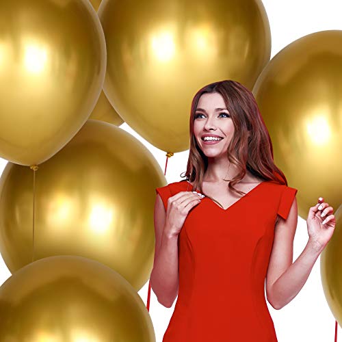 Skylety 10 Pack 18 Inch Gold Metallic Balloons, Large Shiny Thick Latex Helium Balloons for Garland Arch Kit 50th Anniversary Wedding Birthday Baby Shower Graduation Party Decorations by Skylety - Image 4